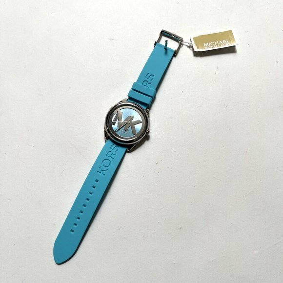 New in Box $250 MICHAEL KORS Watch Janelle Blue Silicone Wristwatch mk7350 - Picture 5 of 9
